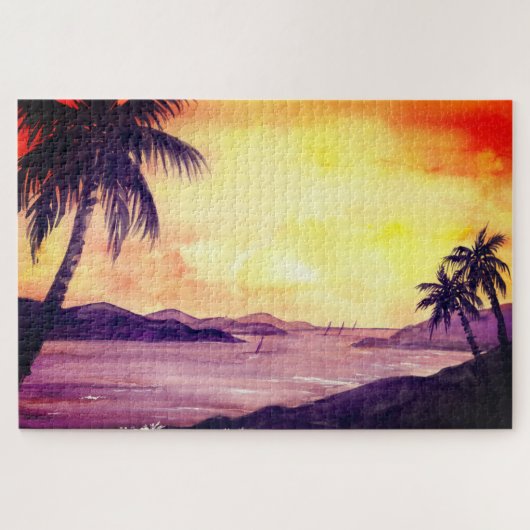 Sunset in Tropics by Farida Greenfield Jigsaw Puzz Legpuzzel (Horizontaal)