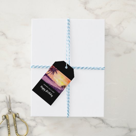 Sunset in Tropics door Farida Greenfield Cadeaulabel (Met Touw)