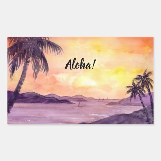 Sunset in Tropics door Farida Greenfield Rechthoekige Sticker (Voorkant)