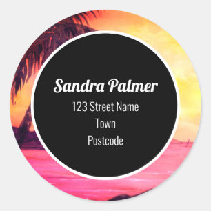 Sunset in Tropics door Farida Greenfield Ronde Sticker