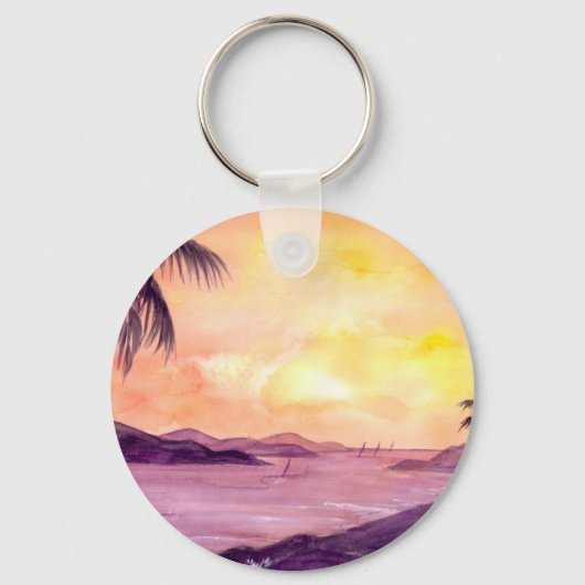 Sunset in Tropics door Farida Greenfield Sleutelhanger (Voorkant)
