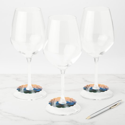 Sunset in Venetië Wijnglaslabel (Set)