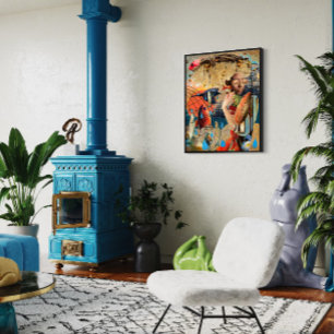 Sunset in Zanzibar, Collage Art Poster