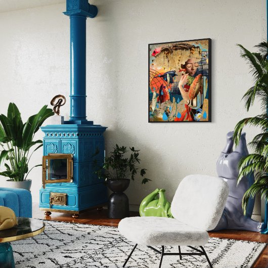 Sunset in Zanzibar, Collage Art Poster