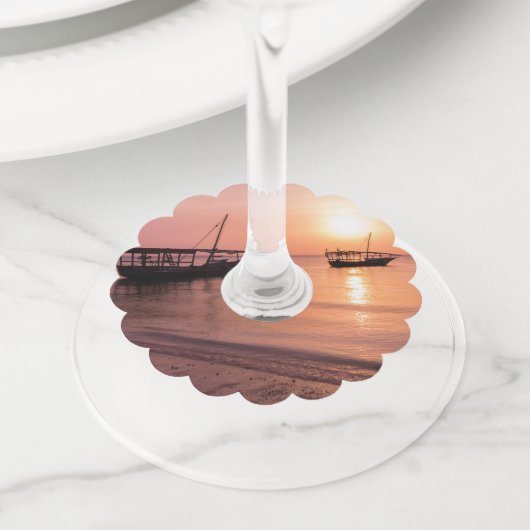 Sunset in Zanzibar Wijnglaslabel (Dichtbij)