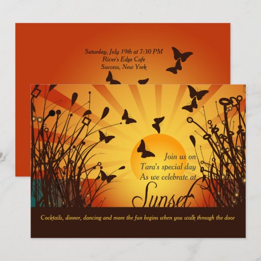 Sunset Invitation Kaart (Voorkant / Achterkant)