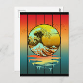 Sunset Japanese Kanagawa Wave Ocean Briefkaart (Voorkant / Achterkant)