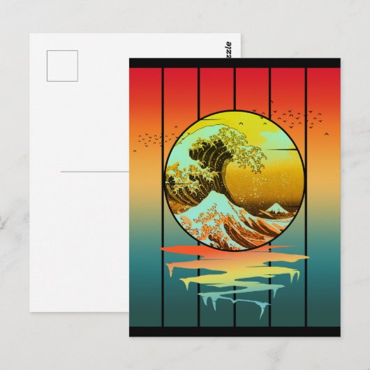  Sunset Japanese Kanagawa Wave Ocean Briefkaart (Voorkant / Achterkant)