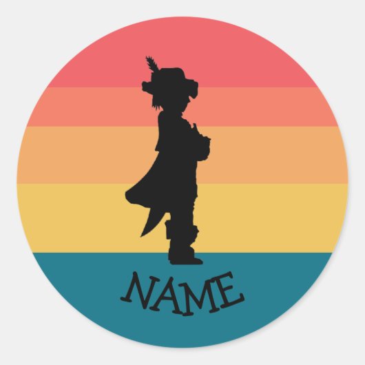 Sunset Jolly Roger Boy Pirate Ronde Sticker (Voorkant)