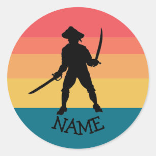 Sunset Jolly Roger Pirate Party Ronde Sticker