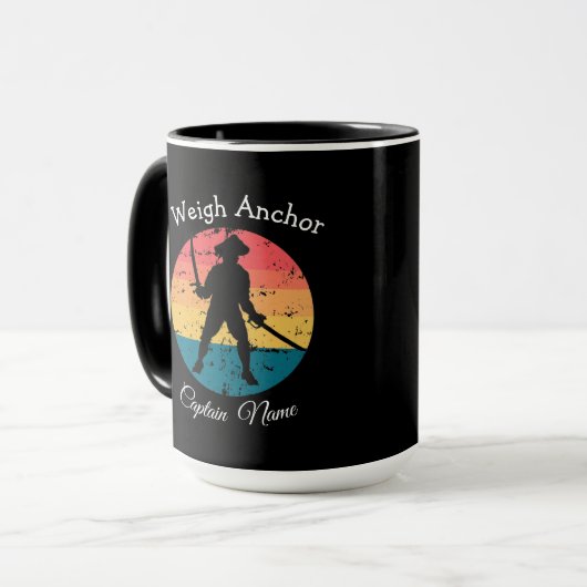 Sunset Jolly Roger Pirate Party Ship Mok (Voorkant links)