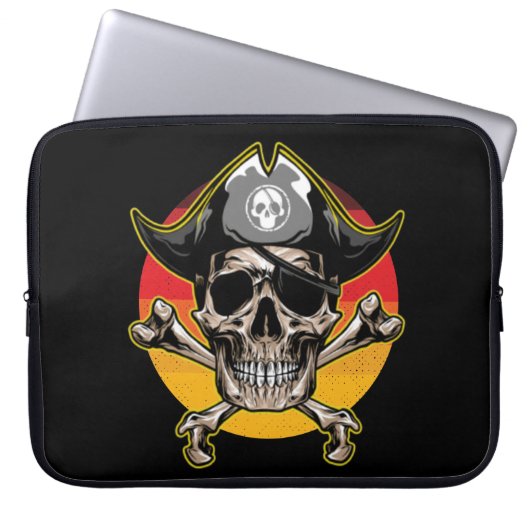Sunset Jolly Roger Skull-laptophoes Laptop Sleeve (Voorkant)