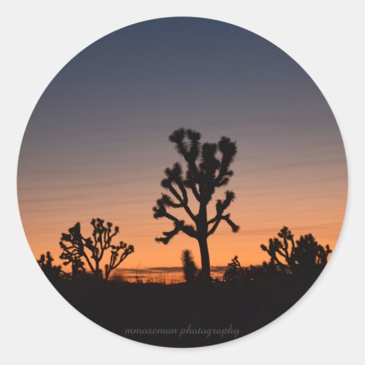 Sunset Joshua Trees Ronde Sticker (Voorkant)