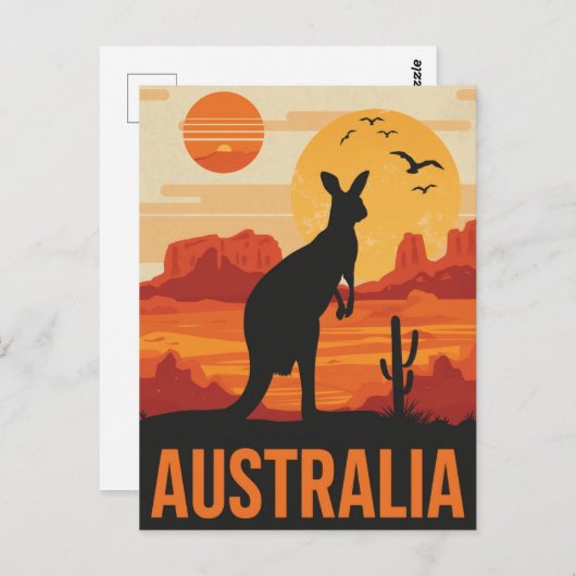 Sunset Kangaroo in Australia Briefkaart (Voorkant / Achterkant)