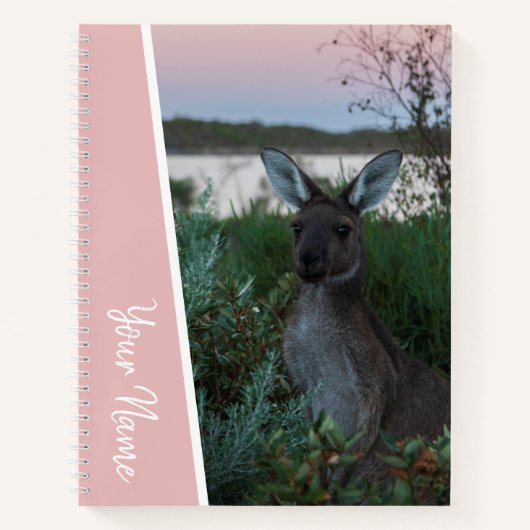 Sunset Kangoeroe Australië Roze Accent Handschrift Notitieboek (Voorkant)