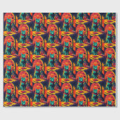 Sunset kattenboeken en wijn cadeaupapier (Vlak)