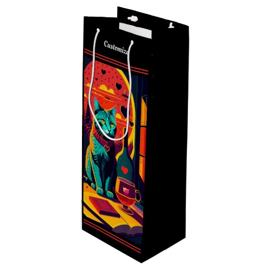 Sunset kattenboeken en wijn cadeautas (Voorkant Gekanteld)