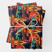 Sunset kattenboeken en wijn inpakpapier vel (In situ)