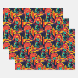 Sunset kattenboeken en wijn inpakpapier vel