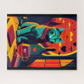 Sunset kattenboeken en wijn legpuzzel (Horizontaal)