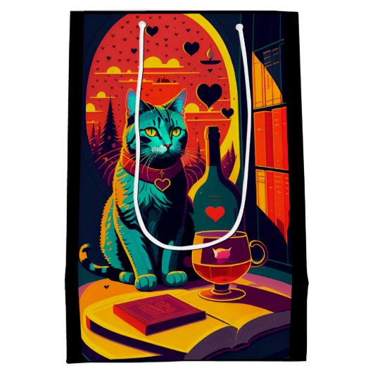 Sunset kattenboeken en wijn medium cadeauzakje (Achterkant)