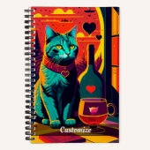 Sunset kattenboeken en wijn op maat Notitieboek (Voorkant)