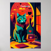 Sunset kattenboeken en wijn poster (Voorkant)
