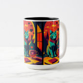 Sunset kattenboeken en wijn tweekleurige koffiemok (Voorkant rechts)