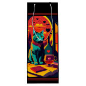 Sunset kattenboeken en wijn wijn cadeautas (Achterkant)