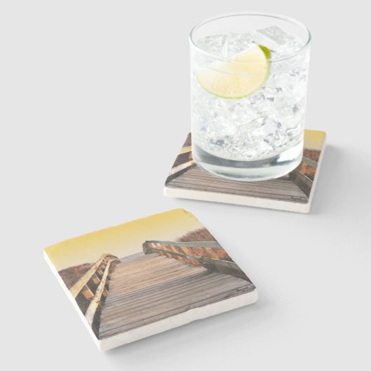 Sunset Kiawah Island, South Carolina Marble Coaste Stenen Onderzetter (Zijkant)