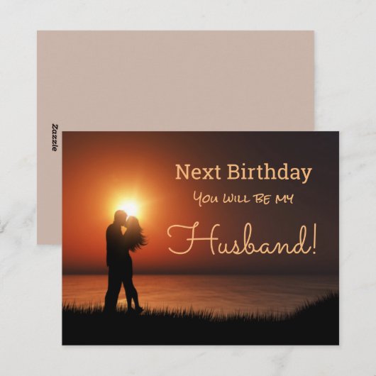Sunset Kiss Happy Birthday Future Husband Feestdagenkaart (Voorkant / Achterkant)