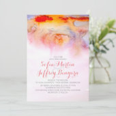 Sunset kleuren waterverf huwelijksuitnodiging kaart (Staand voorkant)