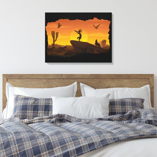 Sunset Kokopelli Canvas Print (Insitu (Slaapkamer))
