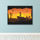 Sunset Kokopelli Canvas Print (Insitu (Houten vloer))