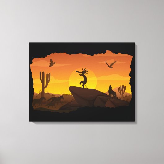 Sunset Kokopelli Canvas Print (Voorkant)