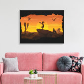 Sunset Kokopelli Canvas Print (Insitu (Woonkamer))