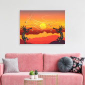 Sunset Kokopelli en Music Canvas Print (Insitu (Woonkamer))