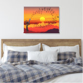 Sunset Kokopelli en Music Canvas Print (Insitu (Slaapkamer))