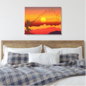 Sunset Kokopelli en Music Canvas Print (Insitu (Slaapkamer))