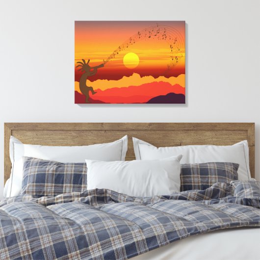 Sunset Kokopelli en Music Canvas Print (Insitu (Slaapkamer))