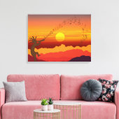 Sunset Kokopelli en Music Canvas Print (Insitu (Woonkamer))