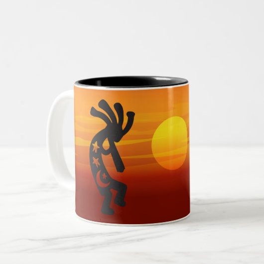 Sunset Kokopelli Tweekleurige Koffiemok (Voorkant links)