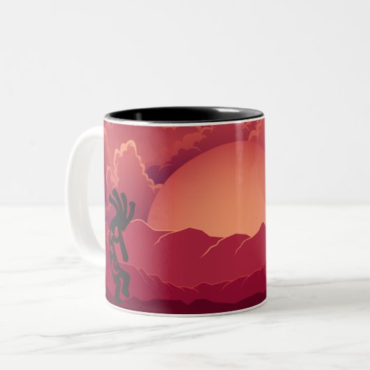 Sunset Kokopelli Tweekleurige Koffiemok (Voorkant links)
