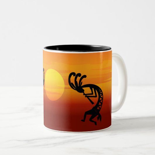 Sunset Kokopelli Tweekleurige Koffiemok (Voorkant rechts)