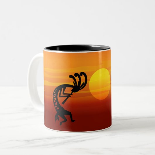 Sunset Kokopelli Tweekleurige Koffiemok (Voorkant links)