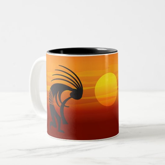Sunset Kokopelli Tweekleurige Koffiemok (Voorkant links)