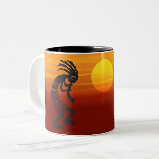 Sunset Kokopelli Tweekleurige Koffiemok (Voorkant links)