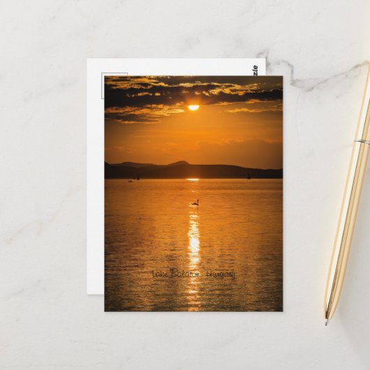 Sunset, Lake Balaton, Hongarije Briefkaart (Voorkant / Achterkant in situ)