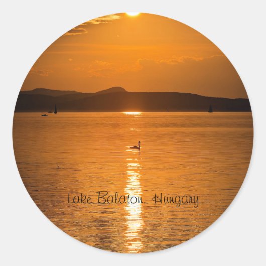 Sunset, Lake Balaton, Hongarije Ronde Sticker (Voorkant)