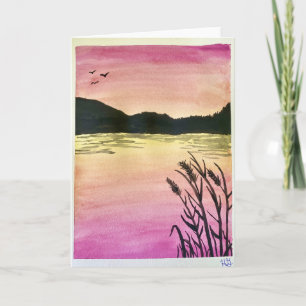 Sunset Lake Blank Wenskaart Kaart